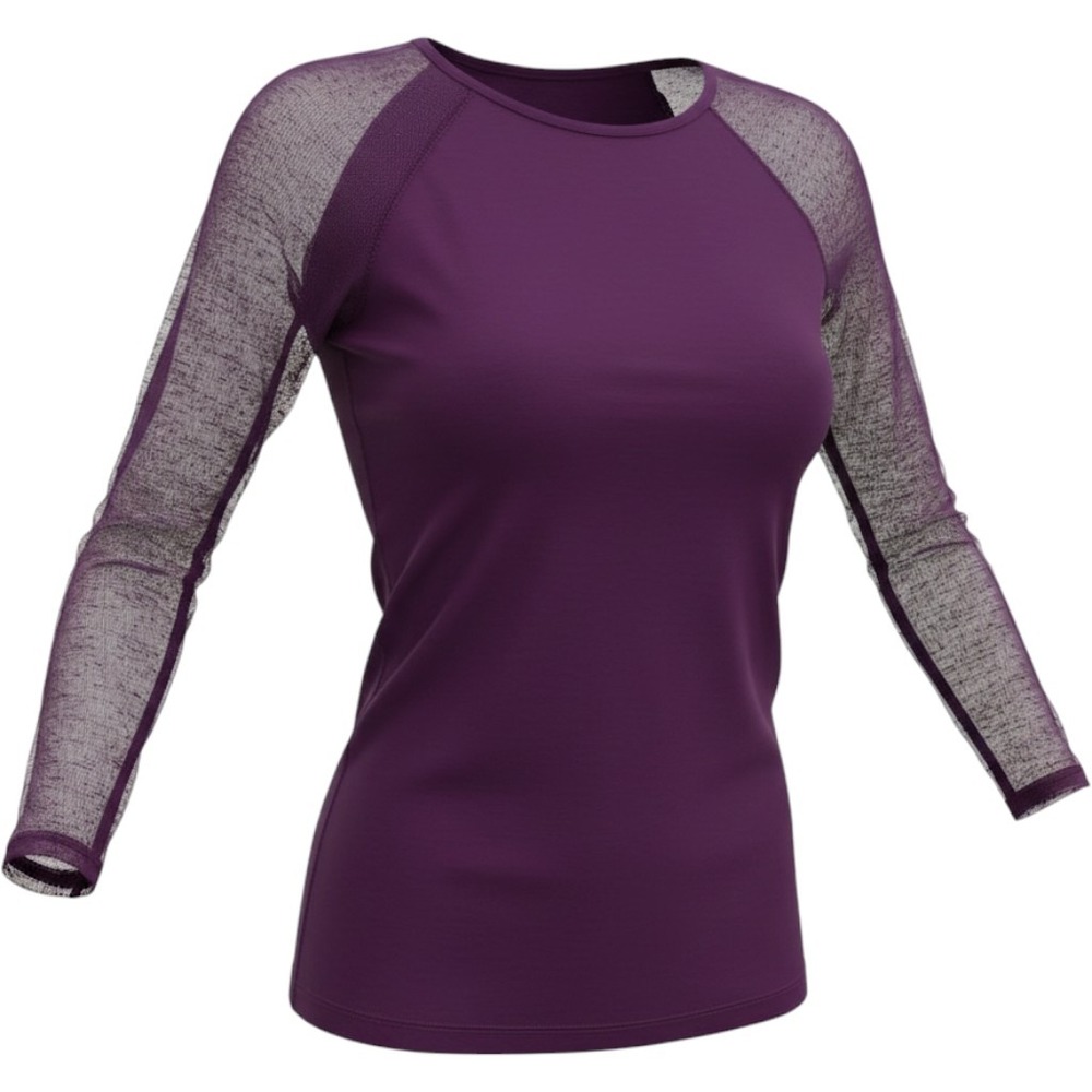 Tee Shop Womens Purple Mesh Long Sleeve Surplice V-Neck Top Size S Slim Fit